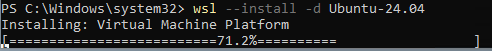 Screenshot of installing the virtual machine platform progress bar.